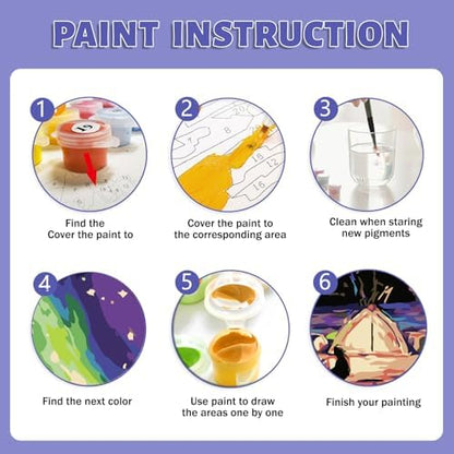 Framed Paint by Numbers Kit for Adults Beginner & Kids Ages 8-12, Aurora Landscape Adult Paint by Number Kits on Canvas with Frame, DIY Number Painting for Adults for Home Wall Decor Gift 8 x 12 Inch - Image 6