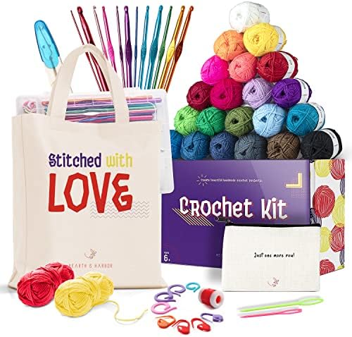Hearth & Harbor Crochet Kit with 1100 Yards Assorted Yarn Kit, 9 Ergonomic Hooks, Crocheting Instruction, Knitting & Crochet Supplies - Beginner Crochet Kits for Adults, Ideal for Amigurumi - Image 7