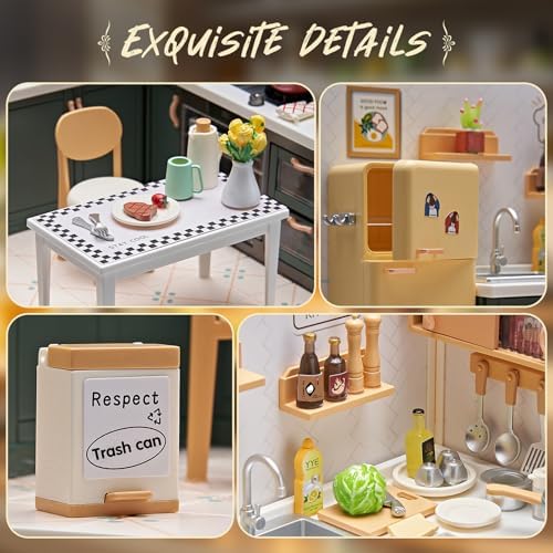 Miniature Kitchen DIY House Kit, 1:24 Scale Cooking Room Set - Image 3