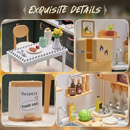Miniature Kitchen DIY House Kit, 1:24 Scale Cooking Room Set - Image 3