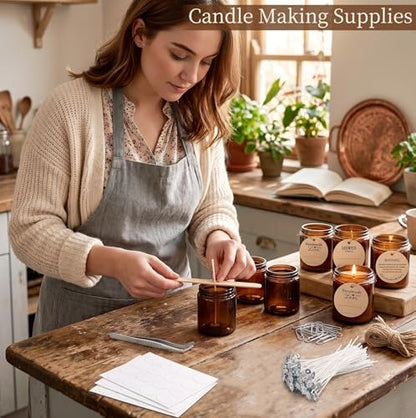 Candle Wicks for Candle Making Kit Supplies, 130 Pcs with 100 Cotton & 30 Crackling Wood Wicks for Soy Beeswax Candles, Holders & Stickers, Handmade Gifts Set (4 inch) - Image 4