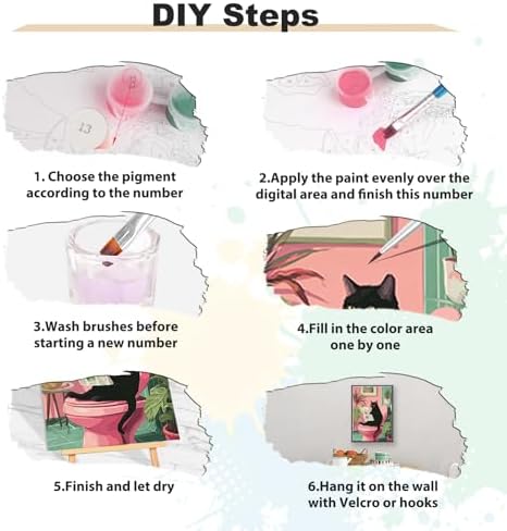 EOBROMD Framed Paint by Numbers Kits for Adults with Wooden Easel, Cat DIY Paint by Numbers Kits for Beginner, Painting on Stretched Canvas, Oil Crafts Home Decor Gift 10x14 Inch - Image 5