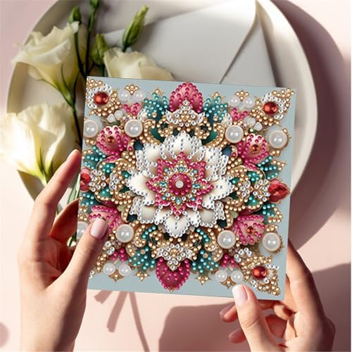 jinglinhh 6pcs Diamond Art Painting Retro Mandala Greeting Cards with Envelopes, DIY Card Making Kits for Adults, Diamond Art Postcards Christmas Cards Craft Gifts - Image 5