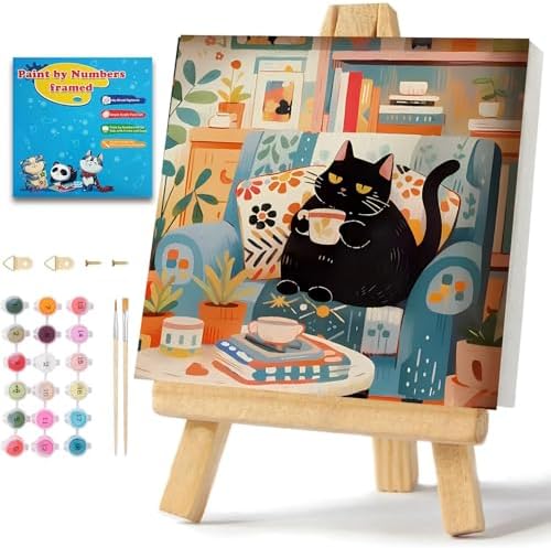 ICYANART Paint by Numbers for Adults Framed, Cat Number Painting 8x12In by Unknown