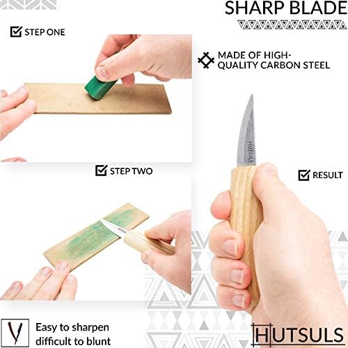 Hutsuls Wood Whittling Kit for Beginners - Razor Sharp Wood Carving Knife Set in Beautifully Designed Gift Box, Whittling Knife for Kids and Adults (8 Pieces) - Image 3