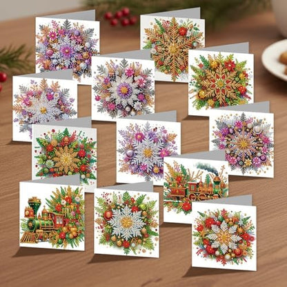 12Pack Flower Diamond Painting Greeting Card Kits DIY 5D Diamond Art with Envelopes & Rhinestones,Christmas Creative Birthday Gifts for Adults, Family, Friends (Christmas Decorations) - Image 4