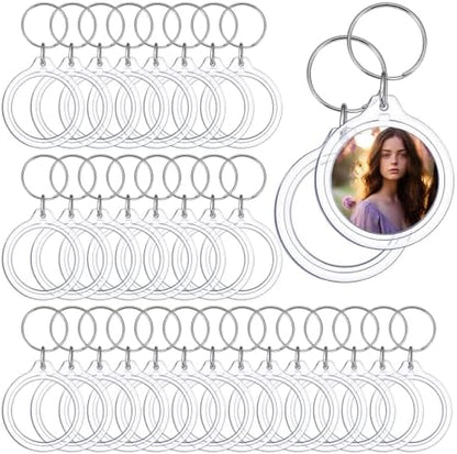 120 Pcs Pendant Picture Frame Keyrings, Clear Acrylic Photo Frame Keychain Holder, Make Your Own Personalized Keyring Kit, Round Blank Photo Insert Keychains for DIY Craft by Unknown
