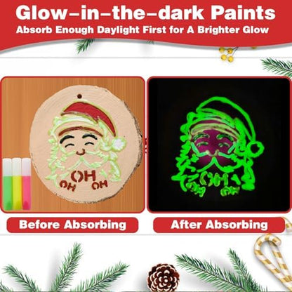 Natural Wood Slices for Crafts, 20 Pcs 3-4 Inch Unfinished Wooden Circles with DIY Painting Kit, Christmas Stencils, Wood Ornaments for Holiday Decor, Wedding, Adult Crafting & Art Projects - Image 5
