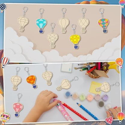 RattanView 24 Pcs Hot Air Balloon Craft Color Your Own Keychains - Image 5