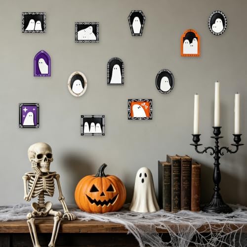 12 Sets Halloween Crafts for Adults Wood Ghost DIY Frames Decoration - Image 6