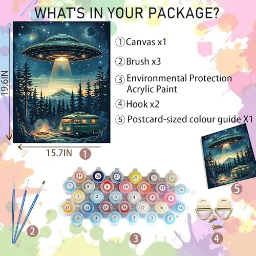 Arttoplus UFO Paint by Numbers Kit for Adults Beginner 16x20 inch - Image 2