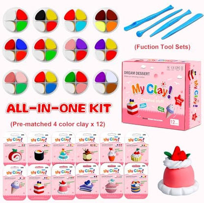 Kids Clay Air Dry Clay for Kids - Air Drying Modeling & Sculpting Kit,DIY 12 Box Food Dessert Cake Theme Arts & Crafts Clay Set,Ultra Soft Non-Sticky Bulk Party Favors & Party Crafts for Girls & Boys - Image 5