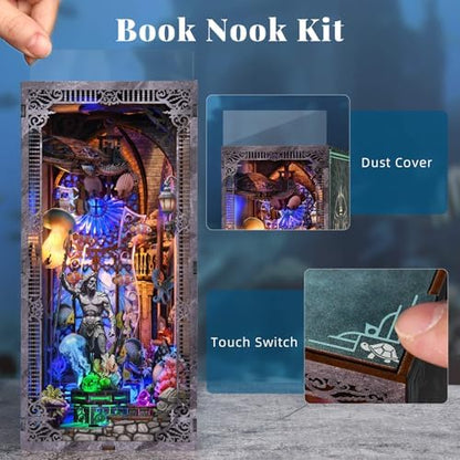 fifijoy Book Nook Kit - DIY Miniature Dollhouse for Adults and Teens, 3D Wooden Puzzle Booknook Bookshelf Insert Decor Bookend with LED Light, Creative Gifts for Family, Friends (Atlantis Underwater) - Image 5