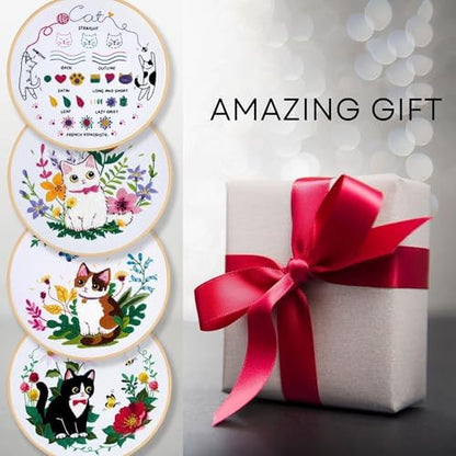 4-Piece Cat Embroidery Kit for Beginners, Needle Point Kit Adults Beginner - Image 5