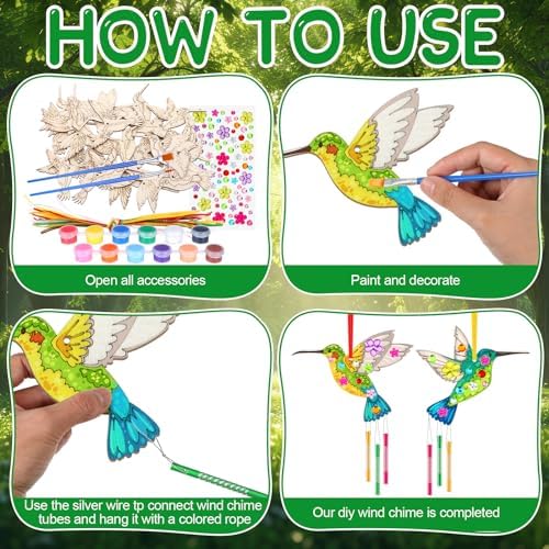 JellyArch Hummingbird 30 Pack DIY Wind Chime Kit Art and Crafts - Image 4