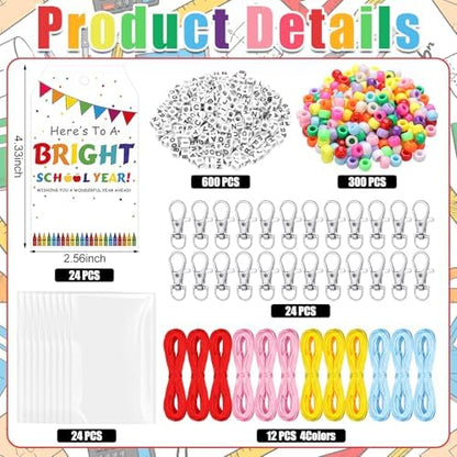 Suncalla 984 Pcs 24 Set Back to School Keychain Making Kit DIY Bead Craft - Image 2