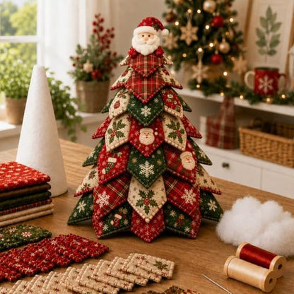 DIY Quilted Fabric Christmas Tree Kit, Arts and Crafts for Adults by DailyPartner