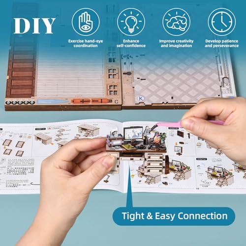 fifijoy Book Nook Kit - DIY Miniature House Dollhouse Kit for Adults and Teens, 3D Wooden Puzzle Booknook Build Bookshelf Insert Decor, Gifts for Family and Friends (Doctor's Office) - Image 5