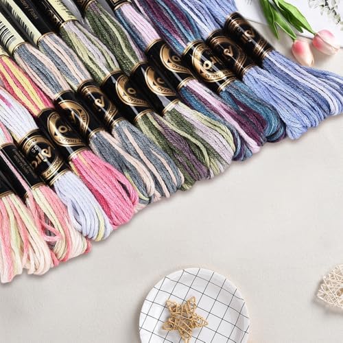 12 Skeins 105 Yards Embroidery Thread Variegated Cross Stitch Floss Bulk 6 Ply Polyester Yarn Colorful Friendship Bracelet String for Sewing Making Needlecraft Knitting Clothes Stitching - Image 3