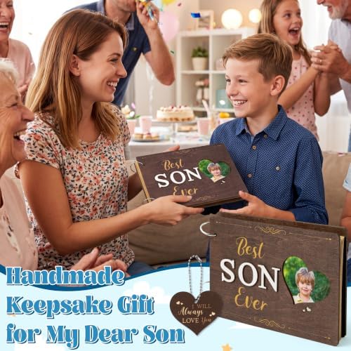 CY2SIDE DIY Best Son Ever Photo Album Scrapbook Craft Kit & Wooden Cover - Image 4