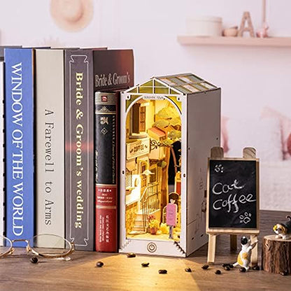 Rolife DIY Book Nook Kit Sunshine Town, DIY Miniature Booknook Kit Creative Decorative Bookend Bookshelf Insert 3D Puzzles for Adults, Halloween/Christmas Decorations/Gifts for Adults (Sunshine Town) - Image 6