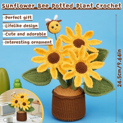LUNARM Crochet Kits, Crochet Kit for Beginners Adults Sunflower - Image 4