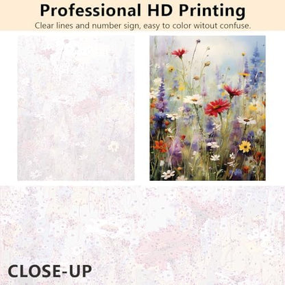 Flowers Paint by Numbers for Adults Beginner Colorful Floral Paint by Numbers Kits on Canvas Beautiful Wildflowers DIY Oil Paint by Numbers with Brushes and Acrylic Pigment 16x20inch Without Frame - Image 3