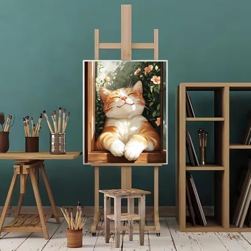 Natuyalo Paint by Numbers Kit for Adults Beginner Cat Adult Paint by Number Kits on Canvas Easy Acrylic Painting Kit for Beginners Adults for Gift Home Wall Decor 16x20 inch (Without Frame) - Image 2