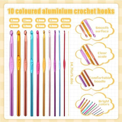 IMZAY 54 Pcs Crochet Hooks Set, 0.6mm-6.5mm Crochet Needles for Yarn - Image 3