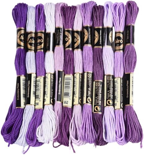12 Skeins 6 Strands Purple Embroidery Floss String for Knitting by CABODYALS