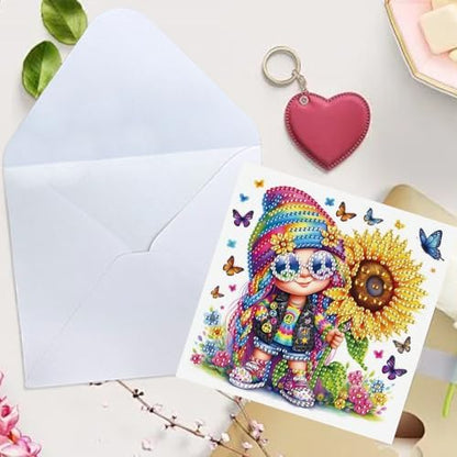 TDFERAN 6-Pack DIY Rainbow Sunflower Diamond Art Cards Valentines Day Craft Making Kit Diamond Art with Envelopes Diamond for Birthday Thanksgiving Day All Occasion Card - Image 6