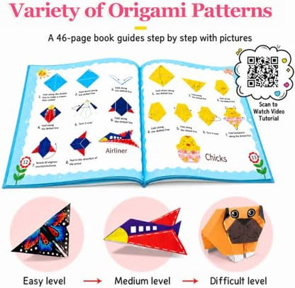 Origami Kit for Kids Ages 8-12, 100 Sheets Colored Origami Paper - Image 6