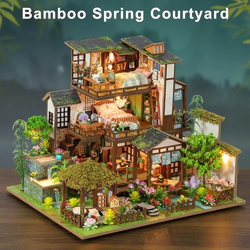 ISSEVE Miniature House Kit, Tiny House Building Kit Bamboo Spring Courtyard - Image 6