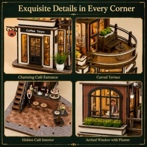 DIY Coffee Shop Book Nook Kit for Adults with LED Lights - Image 3