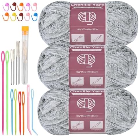 LUNARM Chenille Yarn for Crochet Knitting Chunky Blanket Velvet Yarn by Lunarm