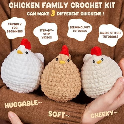 MAGIMUSE Crochet Kit for Beginners, 3 Pcs Chicken Crochet Craft Kit - Image 5