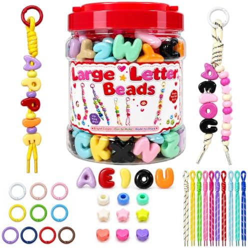 Kasmena 420Pcs Chunky Large Letter Beads DIY Keychain & Bracelet Making Kit by Kasmena