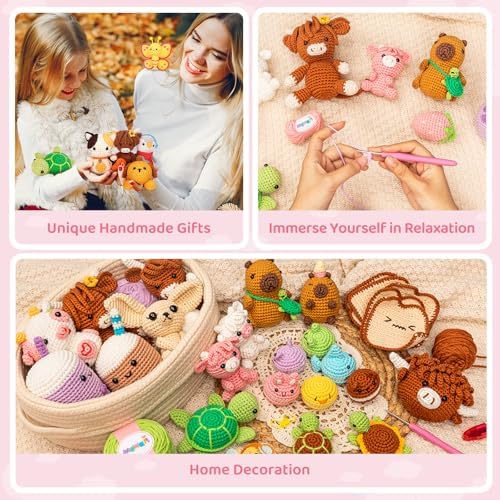 Mewaii Strawberry Cow Crochet Kit for Beginners, 40% Extra Yarn - Image 6