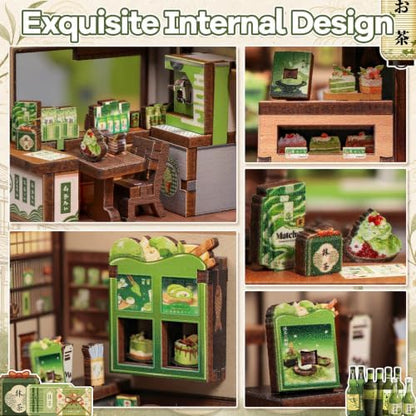Mini Book Nook Kit for Beginners, Tea House 3D Wooden Puzzle, DIY Miniature Dollhouse Kit, Japanese Bookshelf Desktop Home Decor, Gift for Adults&Teens, 128 Pieces - Image 4