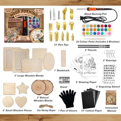 K KERNOWO Wood Burning Kit - 81Pcs All-in-One Wood Burning Tool Pen Adjustable Temperature Wood Burner Kit Crafts Gifts for Adults & Teens, Woodburning Kits for Beginner Pyrography - Image 7