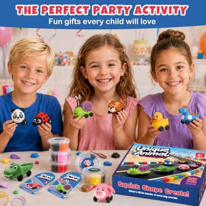Kasfalci Air Dry Clay Kit for Kids, 12 Animal Racers Modeling Magic Clay Sculpting Set, DIY Party Favors Arts & Crafts for Kids Ages 4-12, Ultra Light & Soft, Safe & Non-Stick with Tools & Tutorials - Image 4