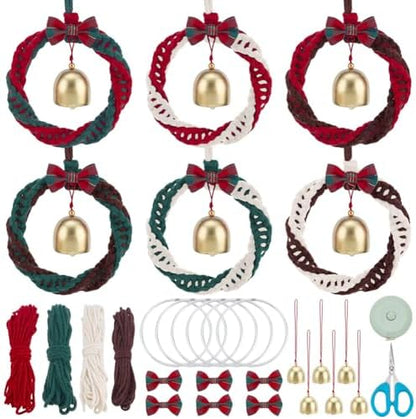 ORIGACH 6 Set DIY Macrame Christmas Wreath Kits for Adults Beginners Handmade Macrame Wreath Ornaments for Christmas Tree Boho Hand Woven Holiday Home Decorations by ORIGACH