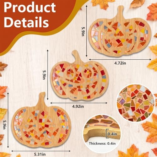6PCS DIY Glass Mosaic Tiles for Crafts, Mixed Color, Halloween Pumpkin - Image 2