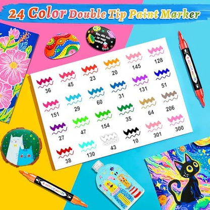 TBC The Best Crafts Acrylic Paint Markers, 24 Colors Dual Tip Pen - Image 3