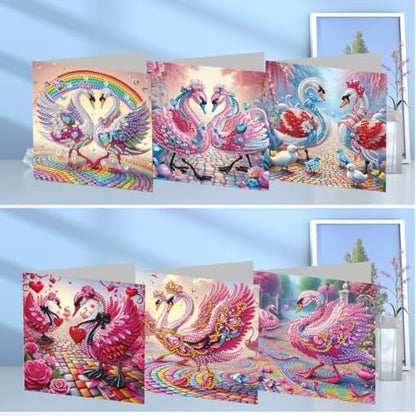 6pcs DIY Diamond Art Greeting Cards Kit with Envelopes&Tools - Create Your Own Sparkling Birthday, Thank You, Holiday Cards for Adults & Beginners(Swan) - Image 2
