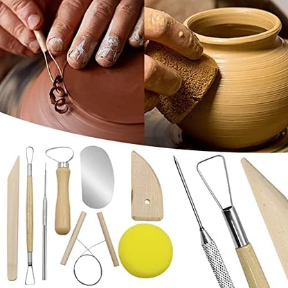Pottery Sculpting Clay Cleaning Tool Kit Set, Clay Cutting, Modeling, Trimming Tools, for Beginner Level Pottery and Smoothing, Cleaning, Carving, Shaping and Sculpting Multicolor - Image 2