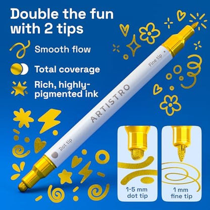 ARTISTRO Gold Dual-Tip Acrylic Paint Marker Pens - Set of 36 - Image 2