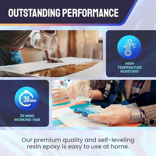Dave & Diana Crystal Clear Epoxy Resin 1 Gallon – Includes 1/2 Gallon Each of Resin A & Hardener B, Anti-Yellowing, Wear-Resistant, High Gloss, No-Bubble Casting for Crafts, Jewelry, Woodwork & Molds - Image 5