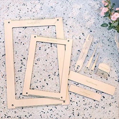 Wool Queen Rectangle Weaving Loom Kit - 2 Sets with Weaving Needles and Tools, Perfect for Beginners and Weaving Enthusiasts, 11''x16.5'' and 7.8''x11.7'' Large Sizes - Image 3