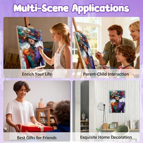 MAXBYE Colorful Women Framed Paint by Numbers Kits for Adults with Wooden Easel, Easy Adult Paint by Number Kits on Canvas, DIY Oil Paintings for Beginners Gift Home Wall Decor 10×14 Inch - Image 7
